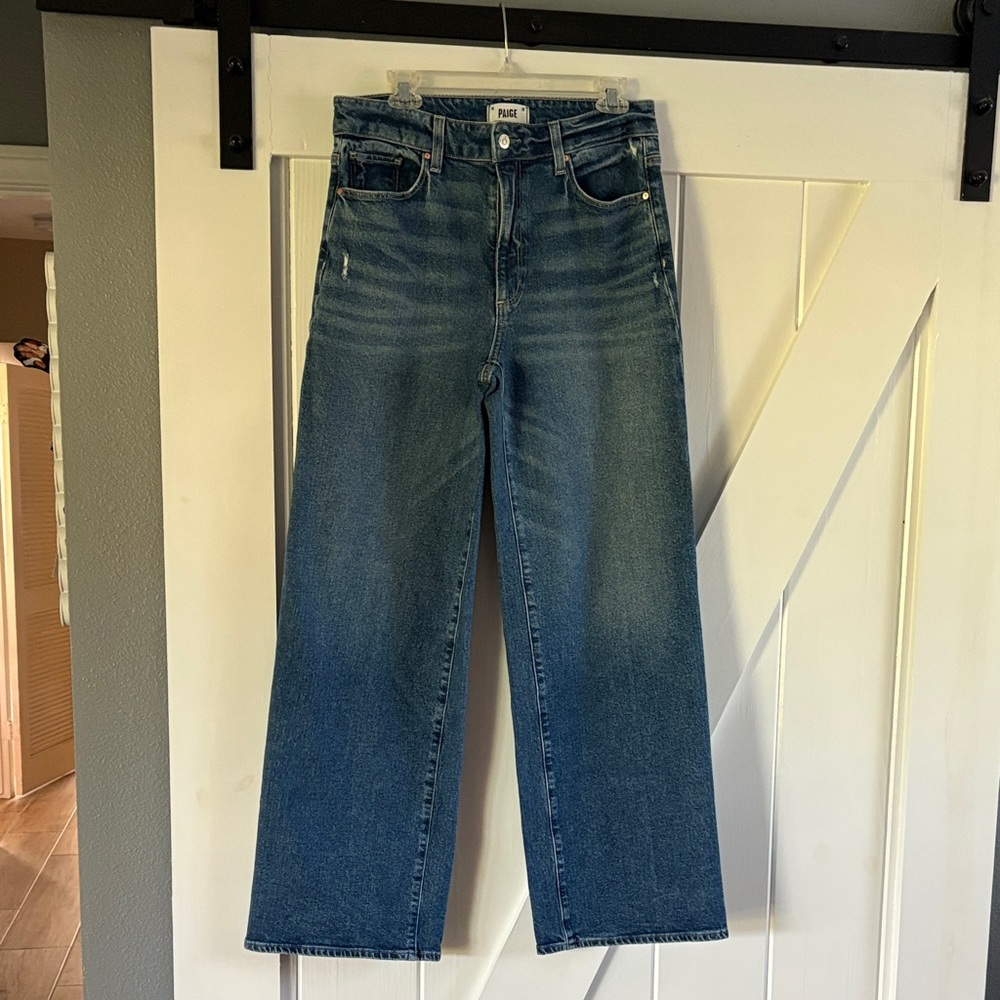 PAIGE Wide Leg Blue Jeans